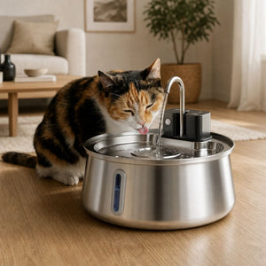 Fontaine à eau pour chat sans fil 4L Inox avec Capteur de Mouvement | ROCA