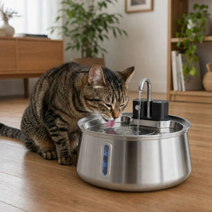 Fontaine à eau pour chat sans fil 4L Inox avec Capteur de Mouvement | ROCA