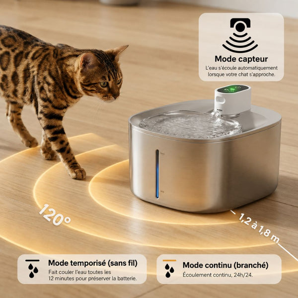 Fontaine à eau chat rechargeable sans fil 4L | SENSIA