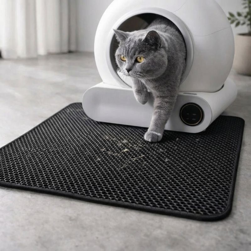 Tapis de litière pour chat anti-projections double couche
